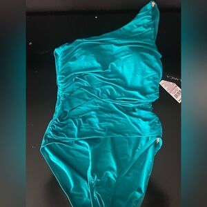 La Blanca NWT  Turquoise One-Shoulder Swimsuit Size-6